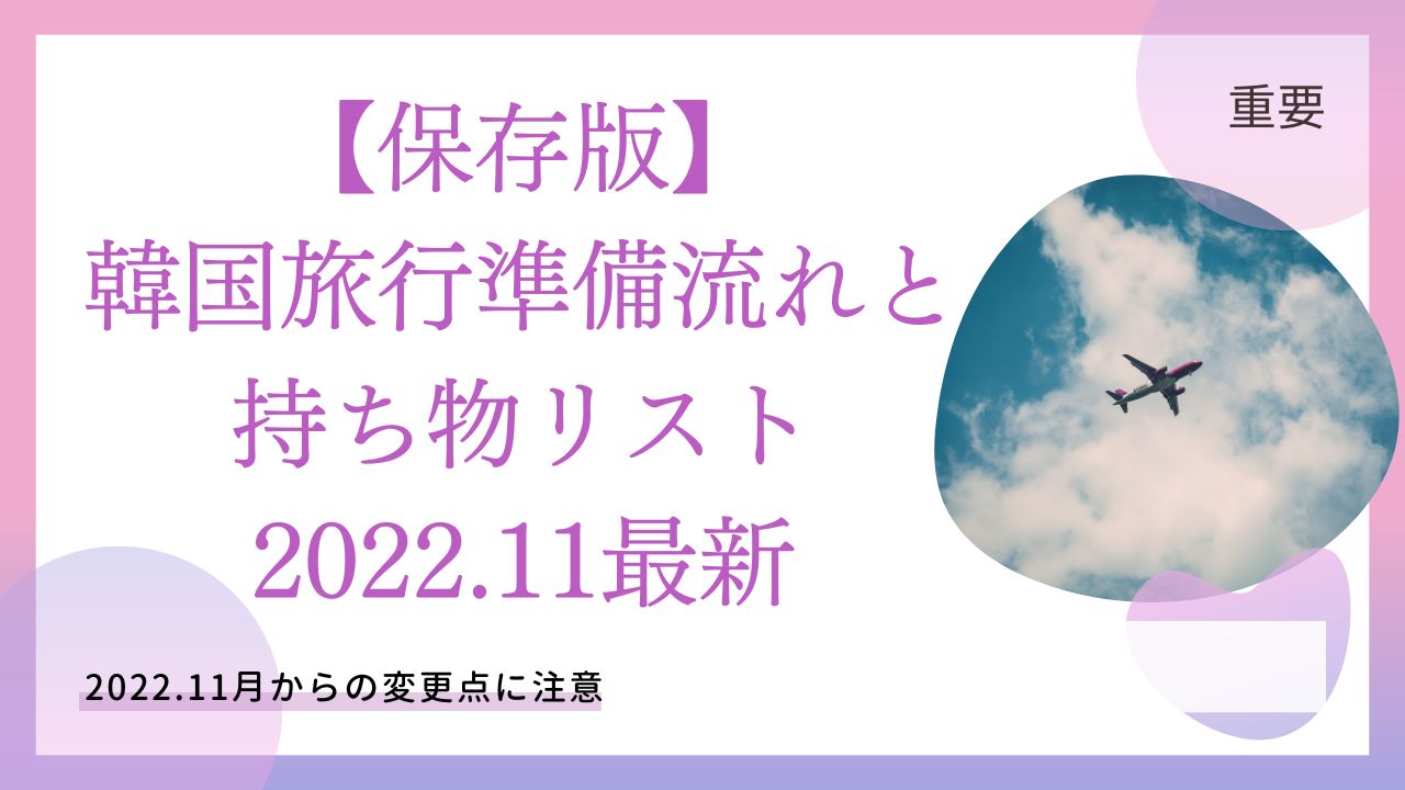 保存版 韓国旅行準備流れと持ち物リスト 22 11最新 金さんちのお金の話
